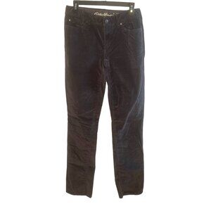 Eddie Bauer Jeans women's Size 6 Black Velour Slightly Curvy Straight Leg